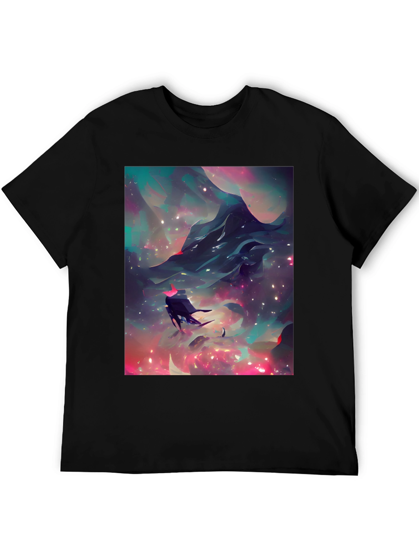 Nebula Voyager Graphic Tee - Black Cotton Comfort