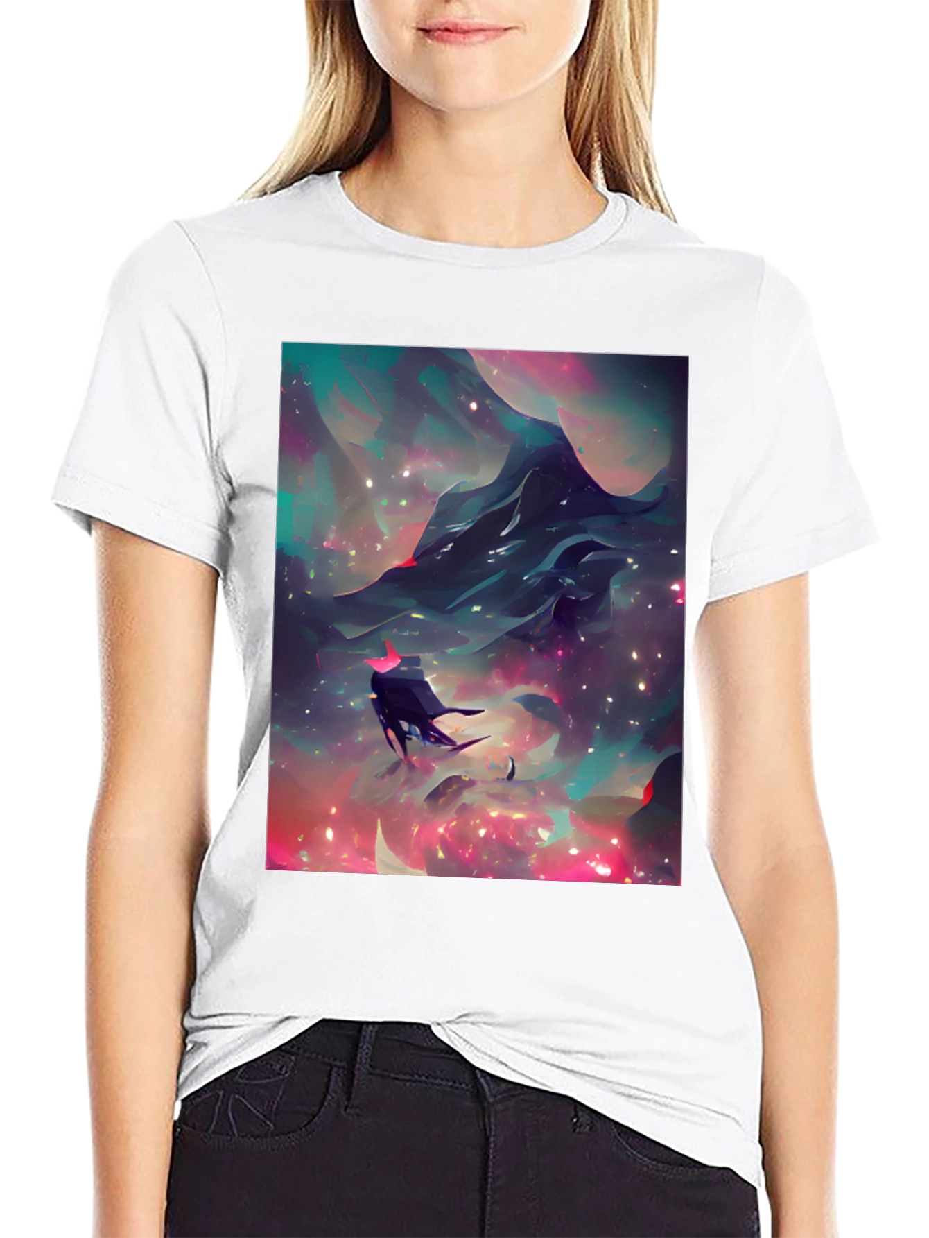 Nebula Voyager Graphic Tee - Black Cotton Comfort