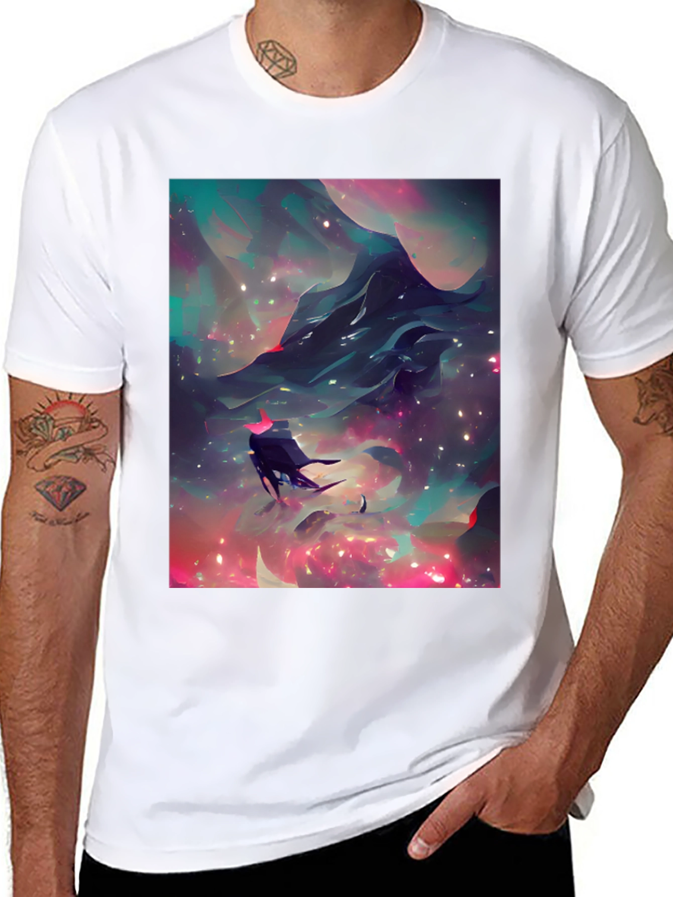 Nebula Voyager Graphic Tee - Black Cotton Comfort