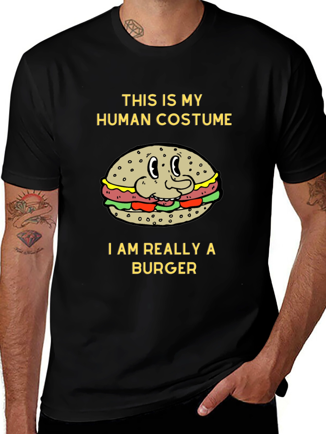 Human Costume Burger T-Shirt - Novelty Tee