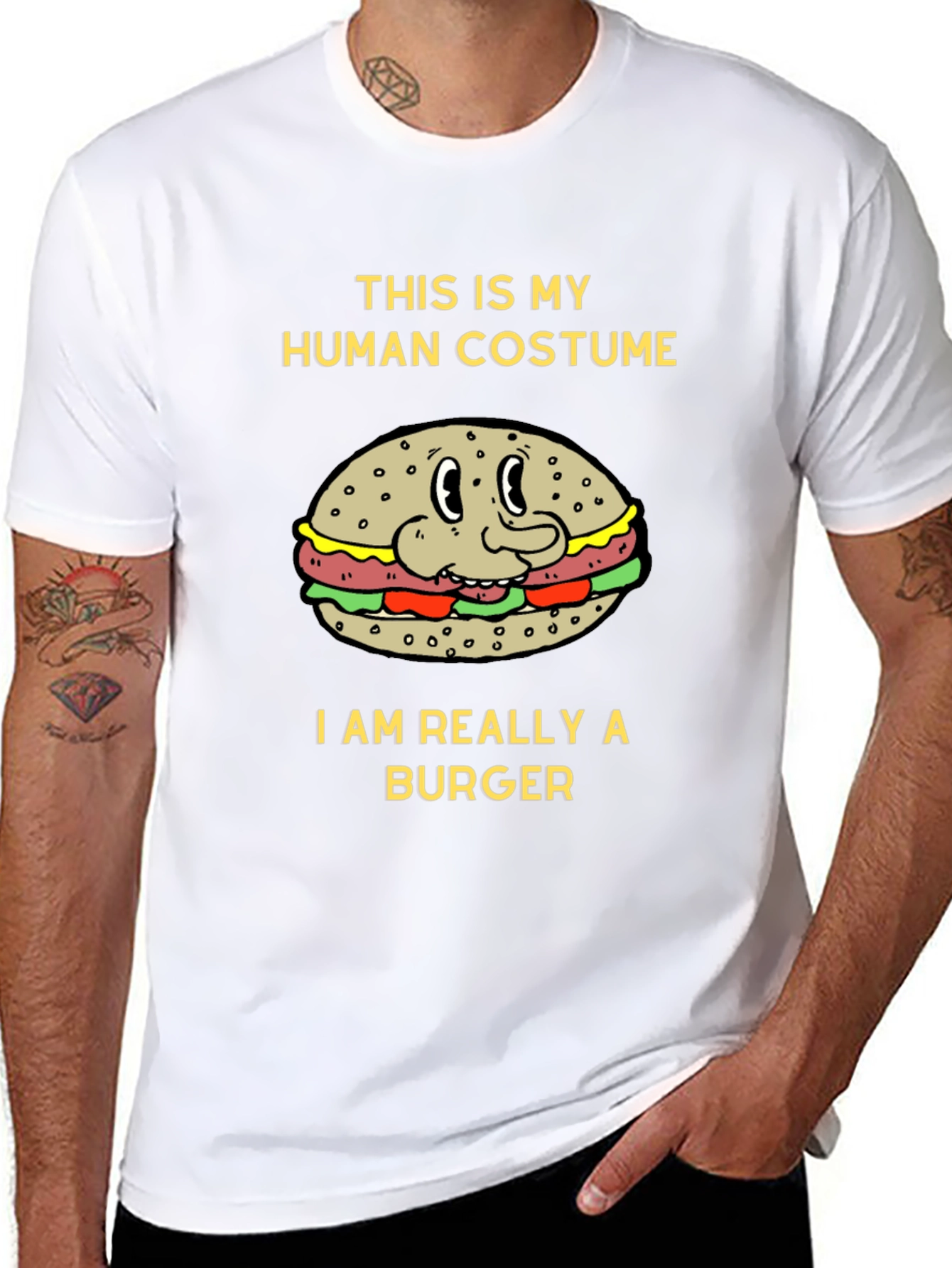 Human Costume Burger T-Shirt - Novelty Tee