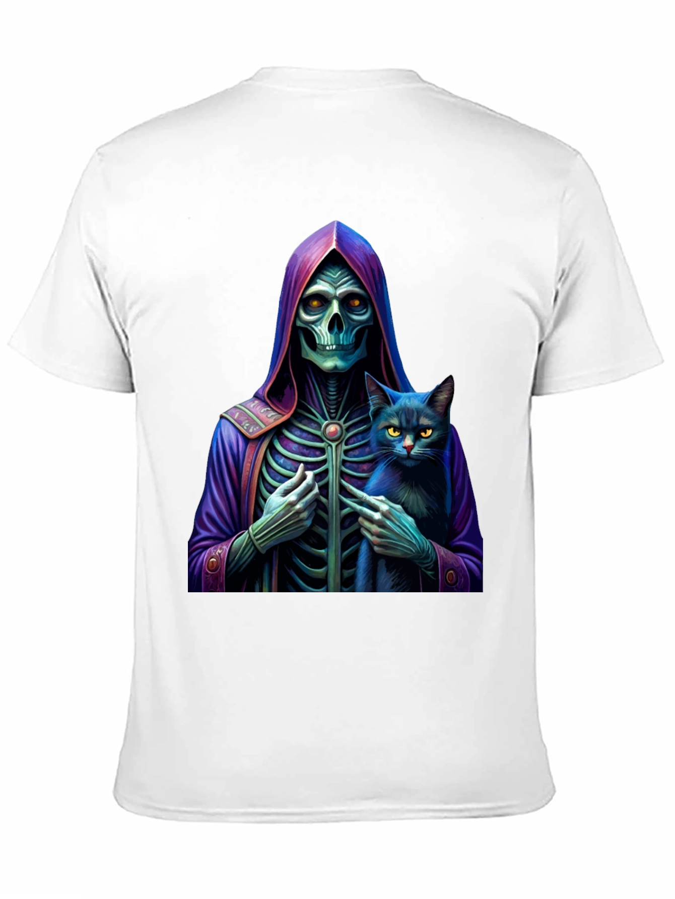 Grim Reaper & Cat Graphic Tee - Unique Design