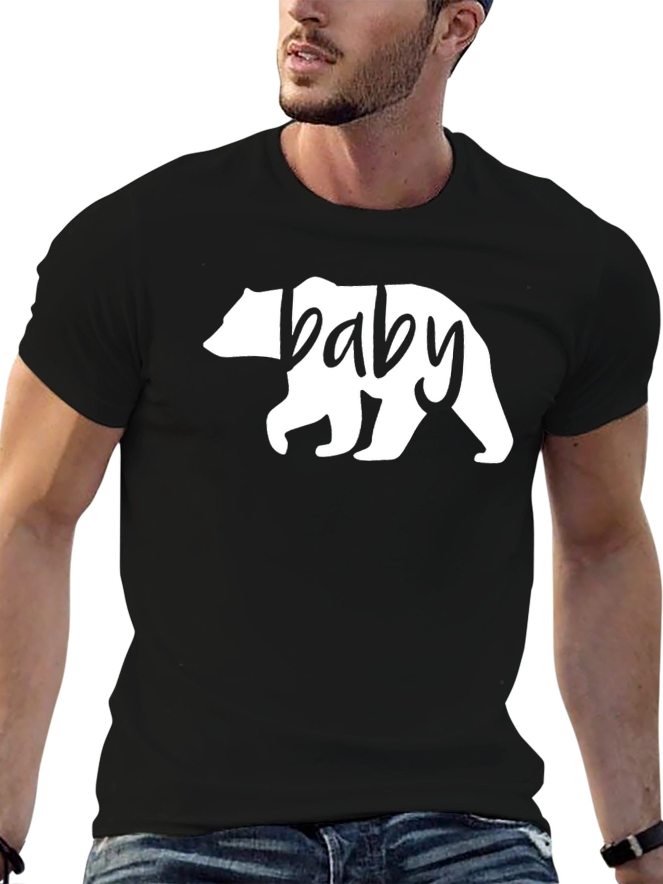 Baby Bear Graphic Tee - Black Cotton T-Shirt