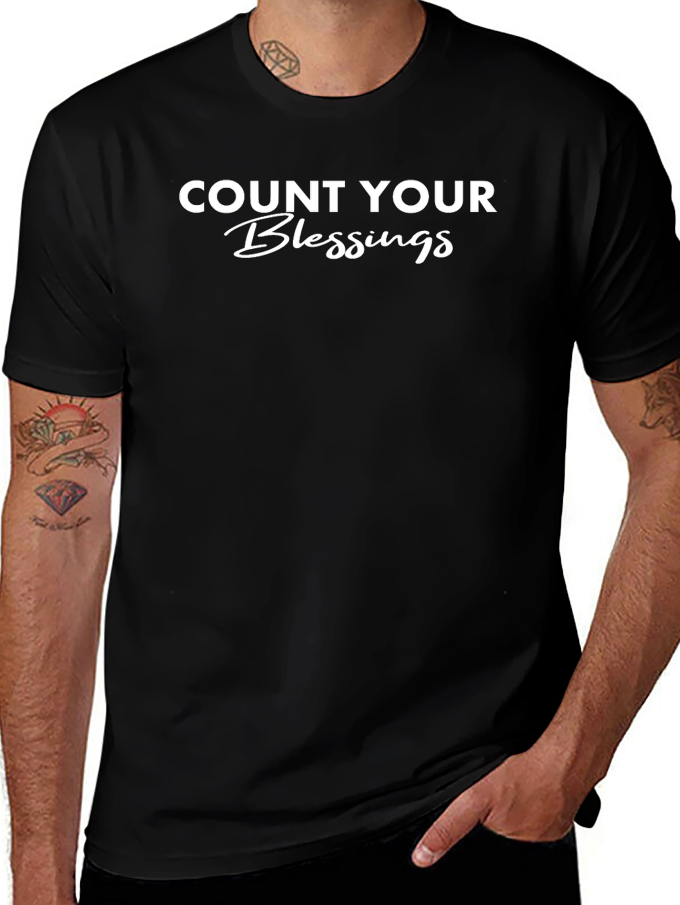 Count Your Blessings Black Graphic T-Shirt