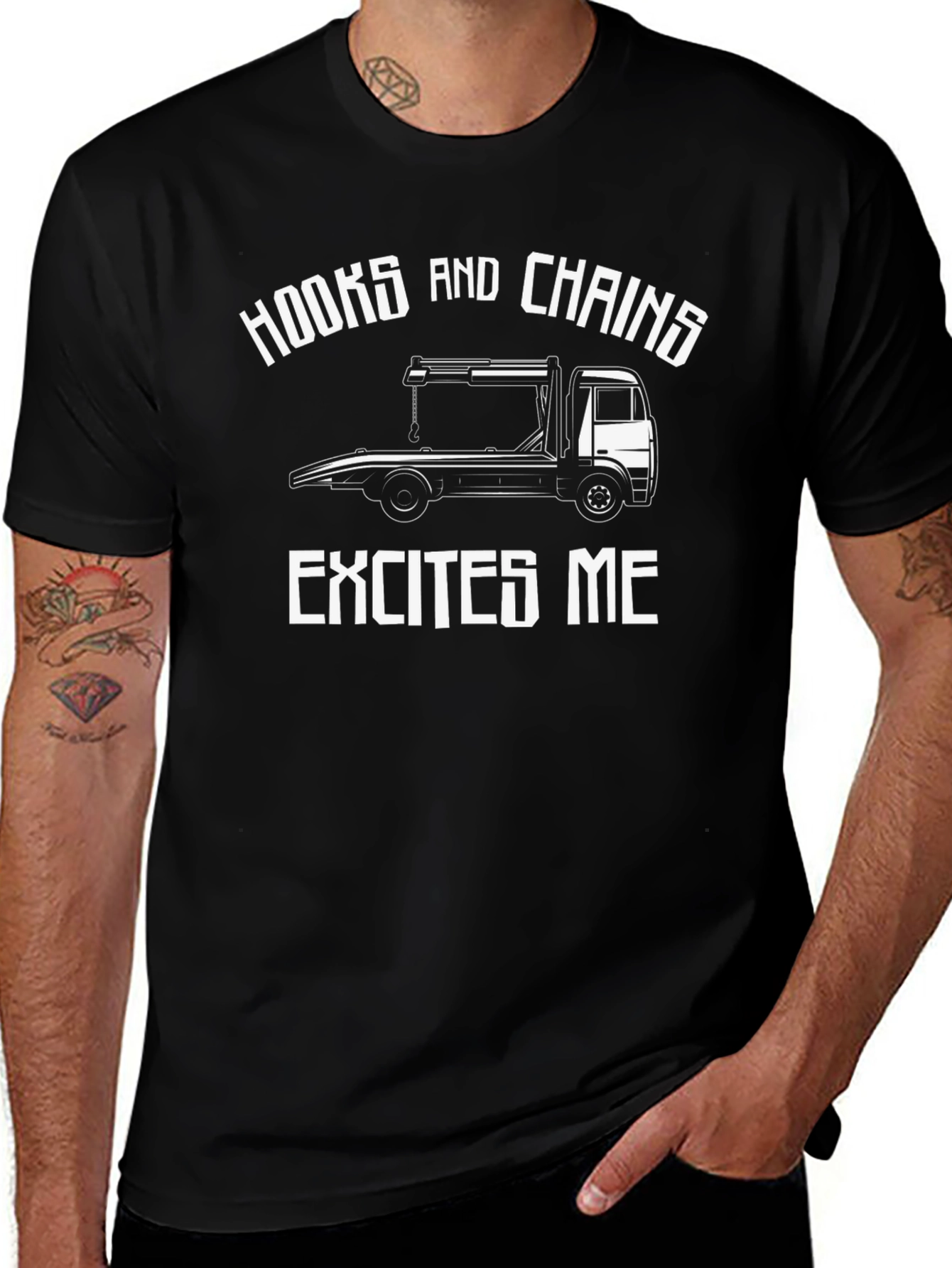 Hooks and Chains Excites Me Black T-Shirt
