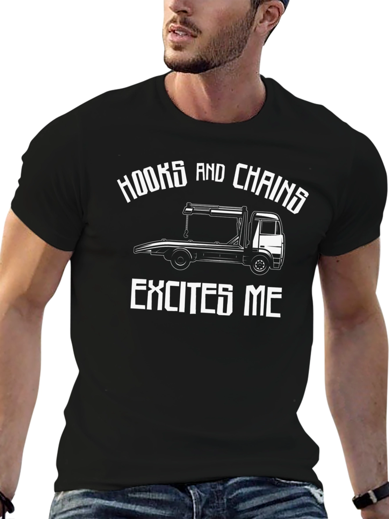 Hooks and Chains Excites Me Black T-Shirt