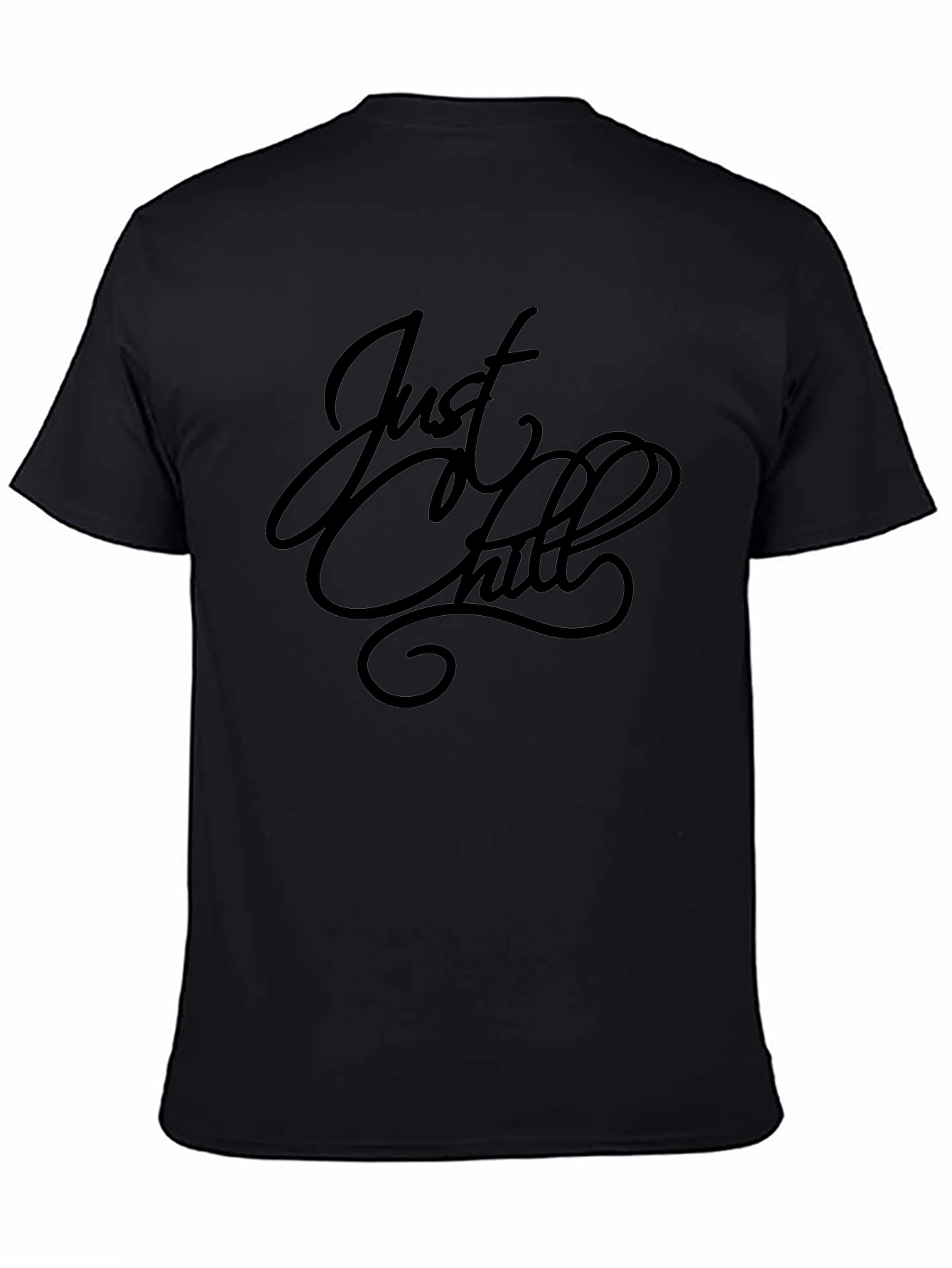 Just Chill Black Graphic Tee - Relaxed Fit