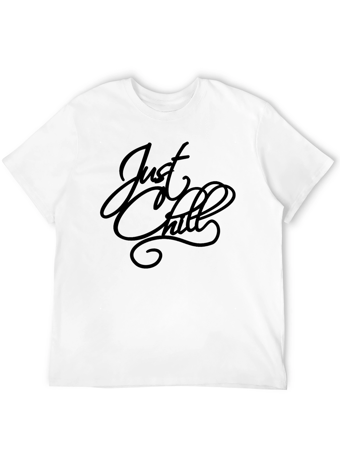 Just Chill Black Graphic Tee - Relaxed Fit