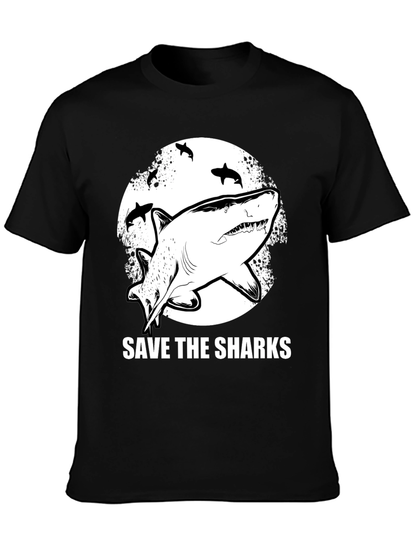 Save the Sharks Graphic Tee - Black Cotton