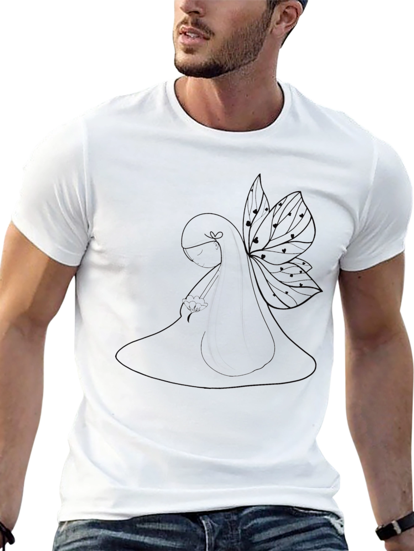 Black T-Shirt with Abstract Graphic Design