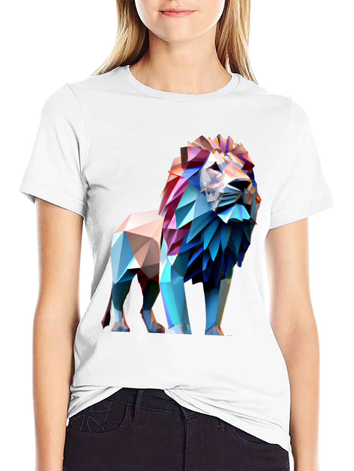 Geometric Lion Graphic Tee - Bold Style
