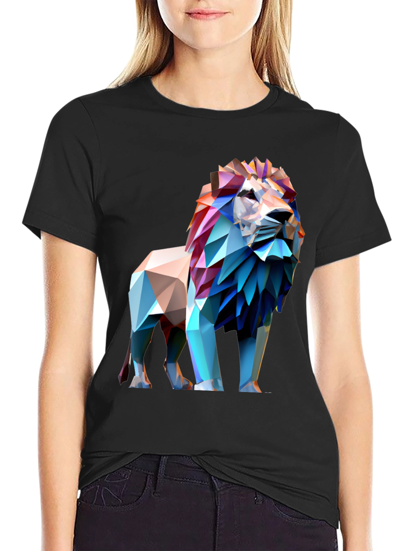 Geometric Lion Graphic Tee - Bold Style