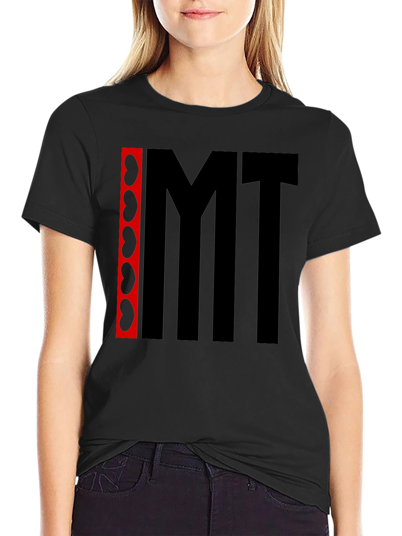 Funny I Heart MT Black Graphic Tee