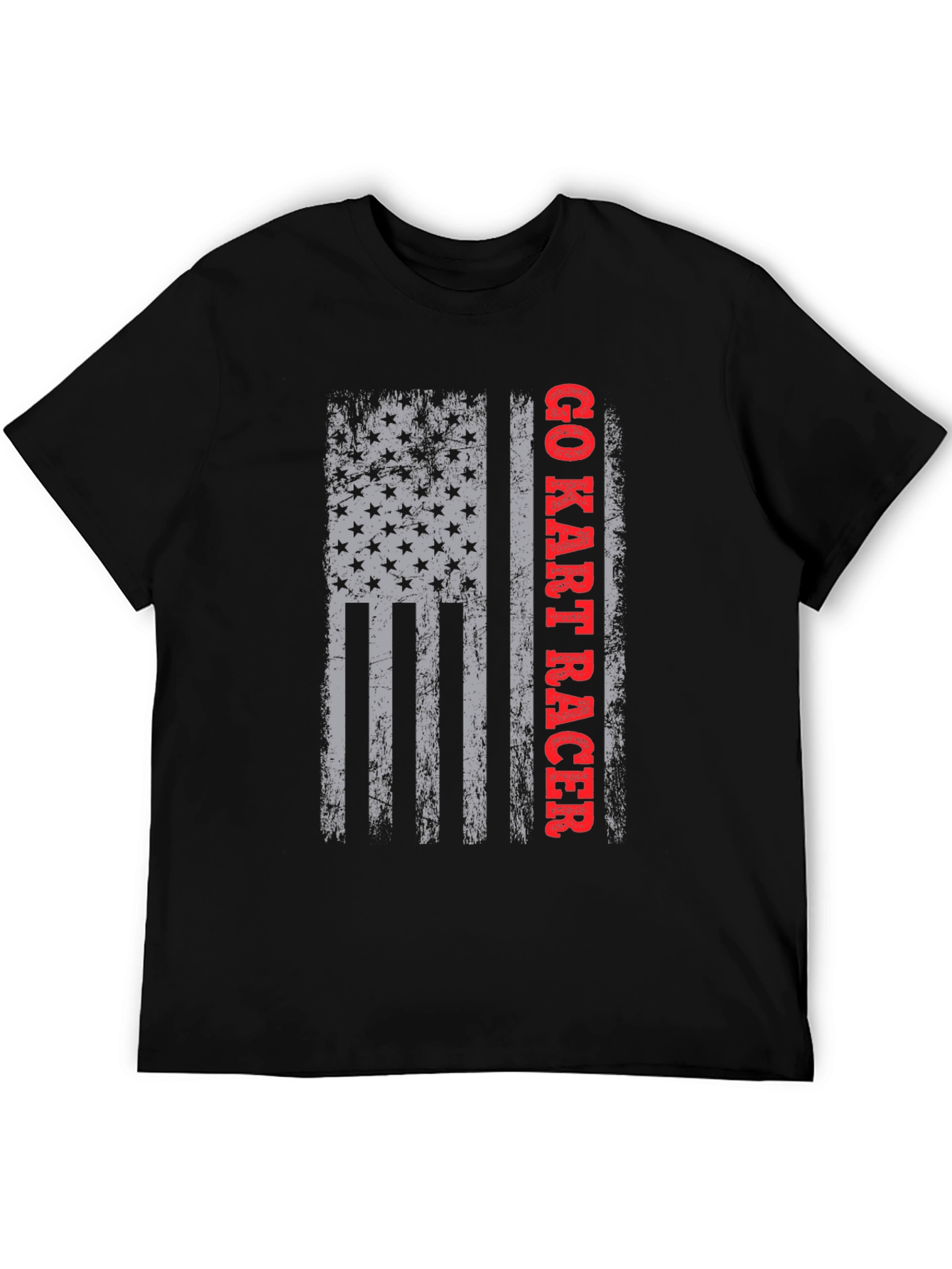 Go Kart Racer American Flag Graphic T-Shirt