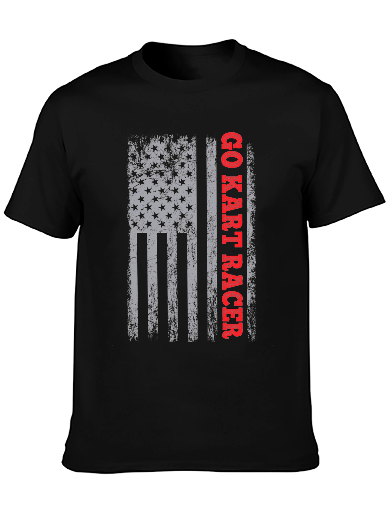 Go Kart Racer American Flag Graphic T-Shirt