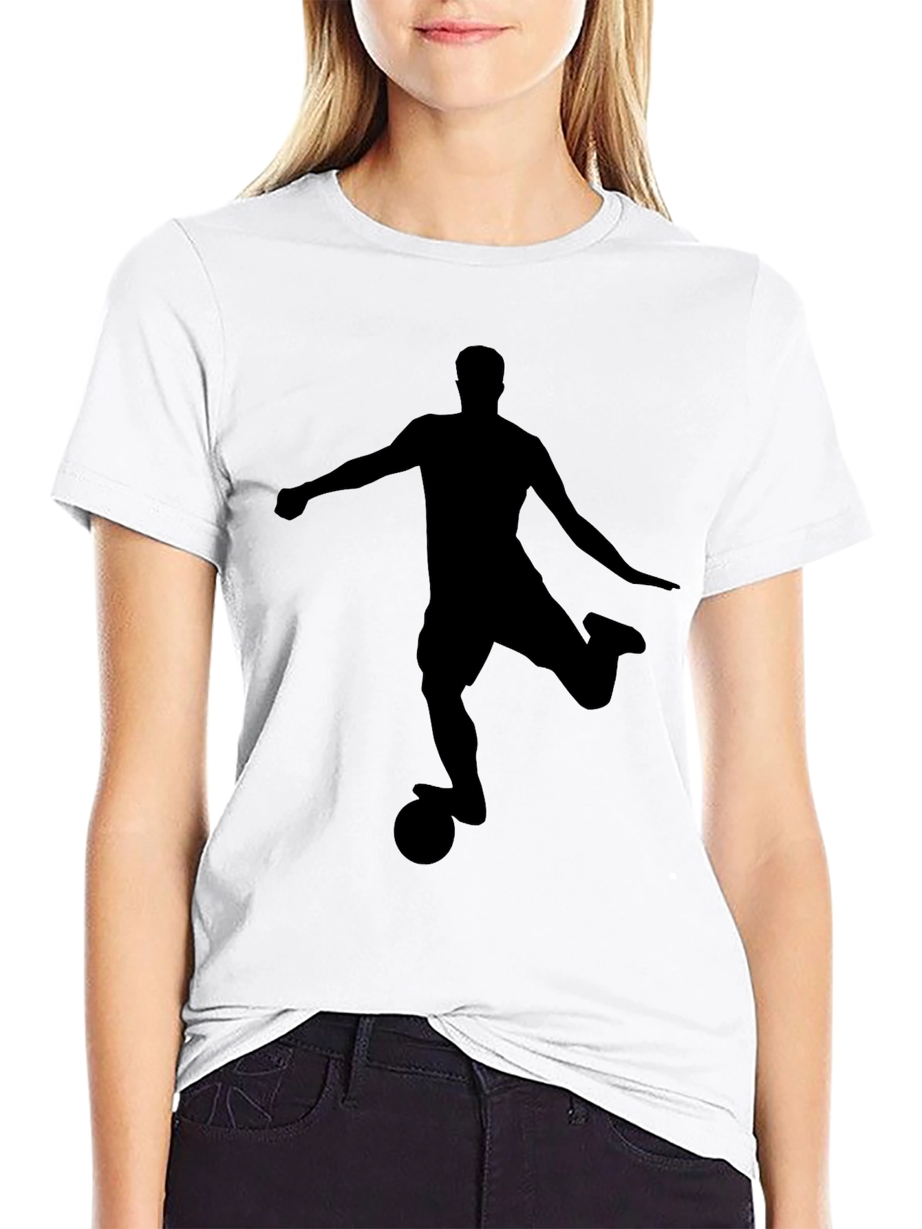 Soccer Player Silhouette Black T-Shirt