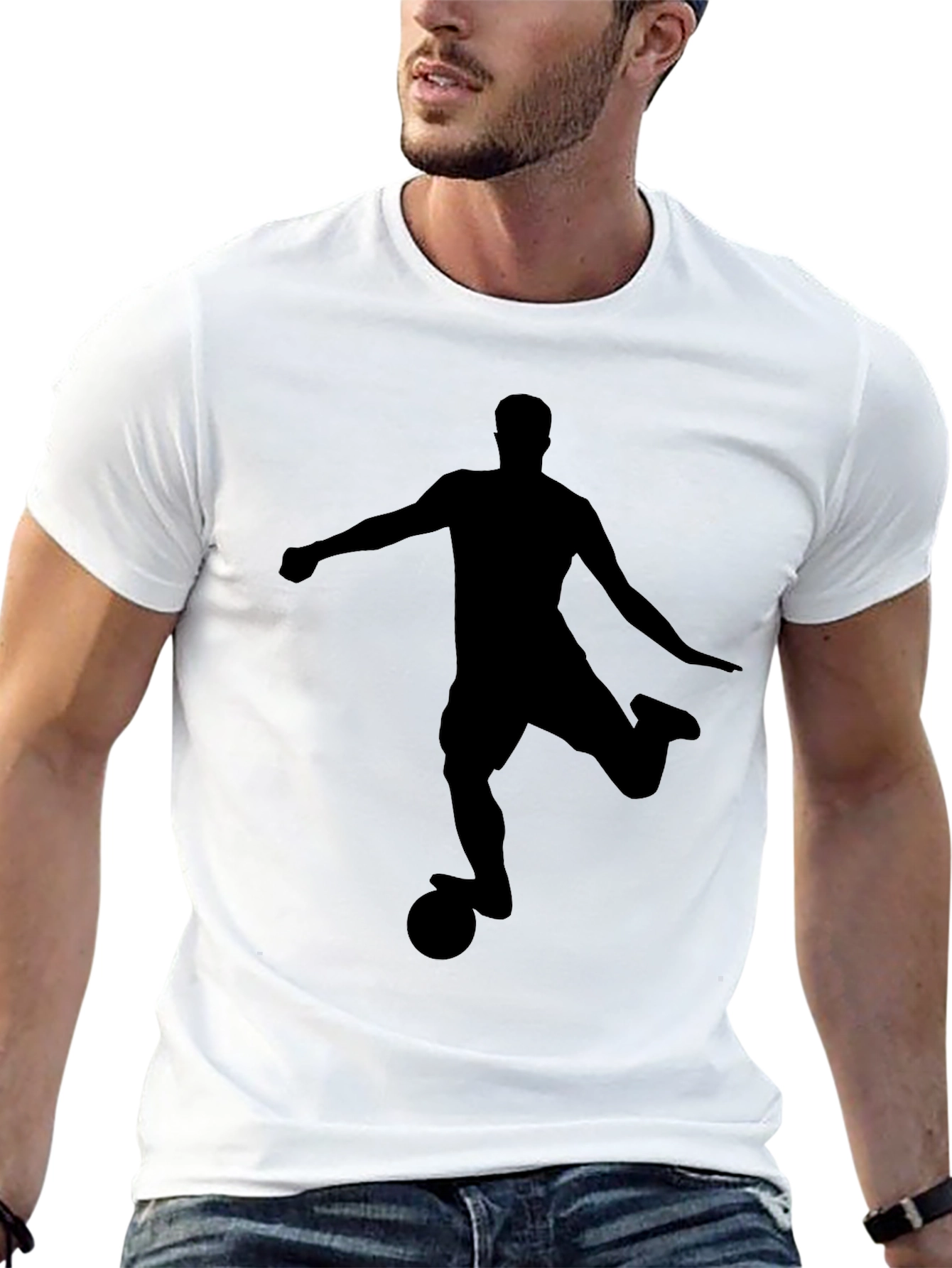 Soccer Player Silhouette Black T-Shirt