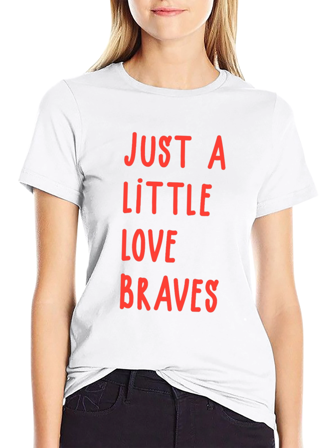 Just A Little Love Braves Black T-Shirt