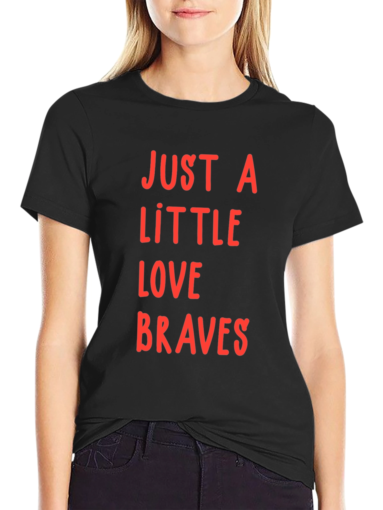 Just A Little Love Braves Black T-Shirt