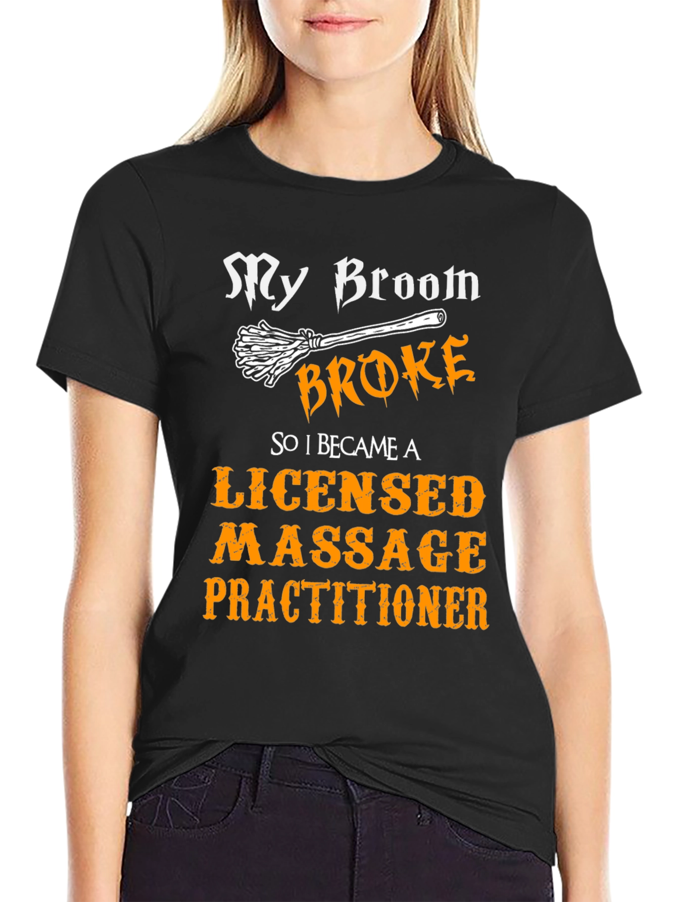 Broom Broke Massage Practitioner Graphic Tee