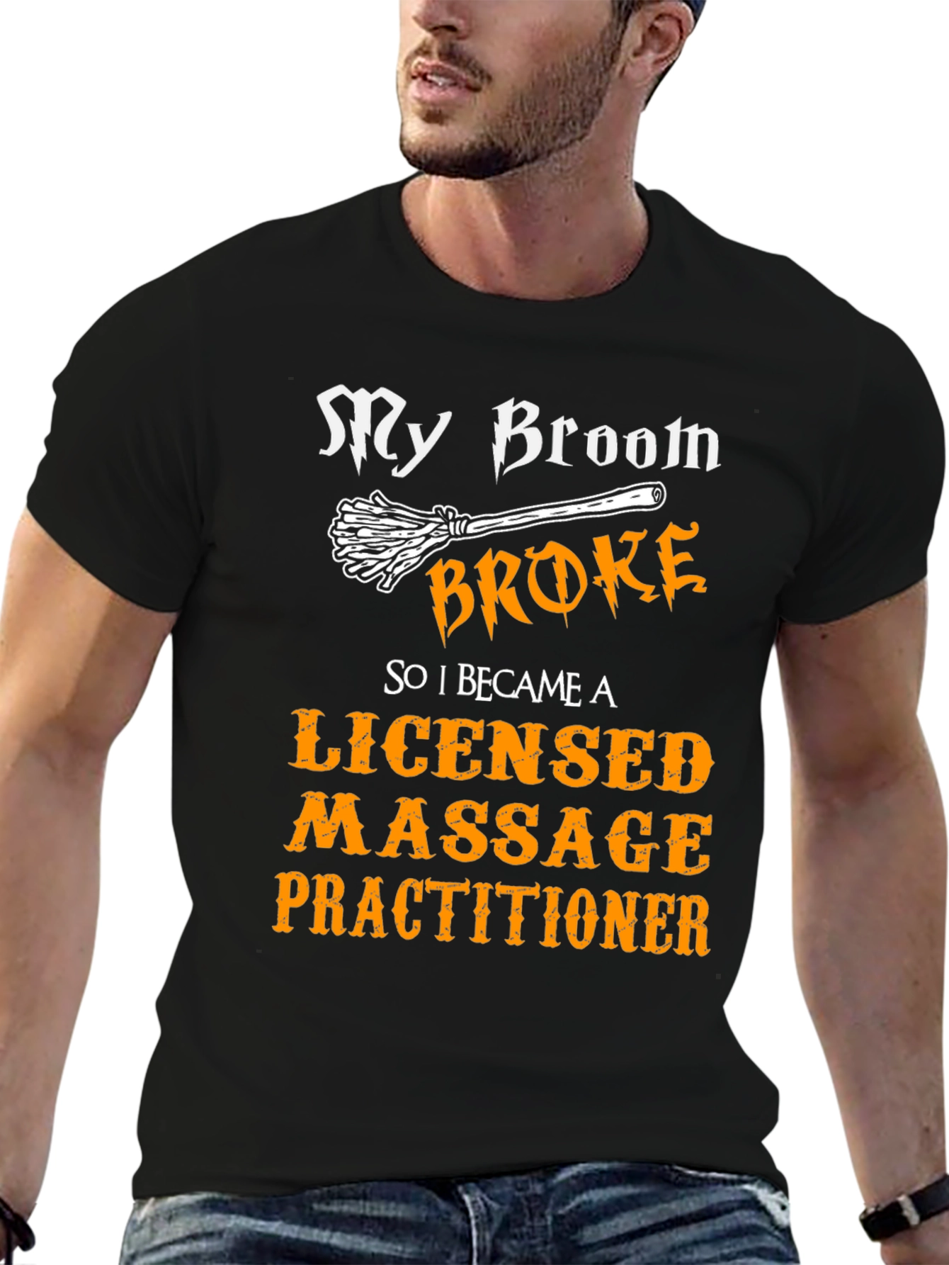 Broom Broke Massage Practitioner Graphic Tee