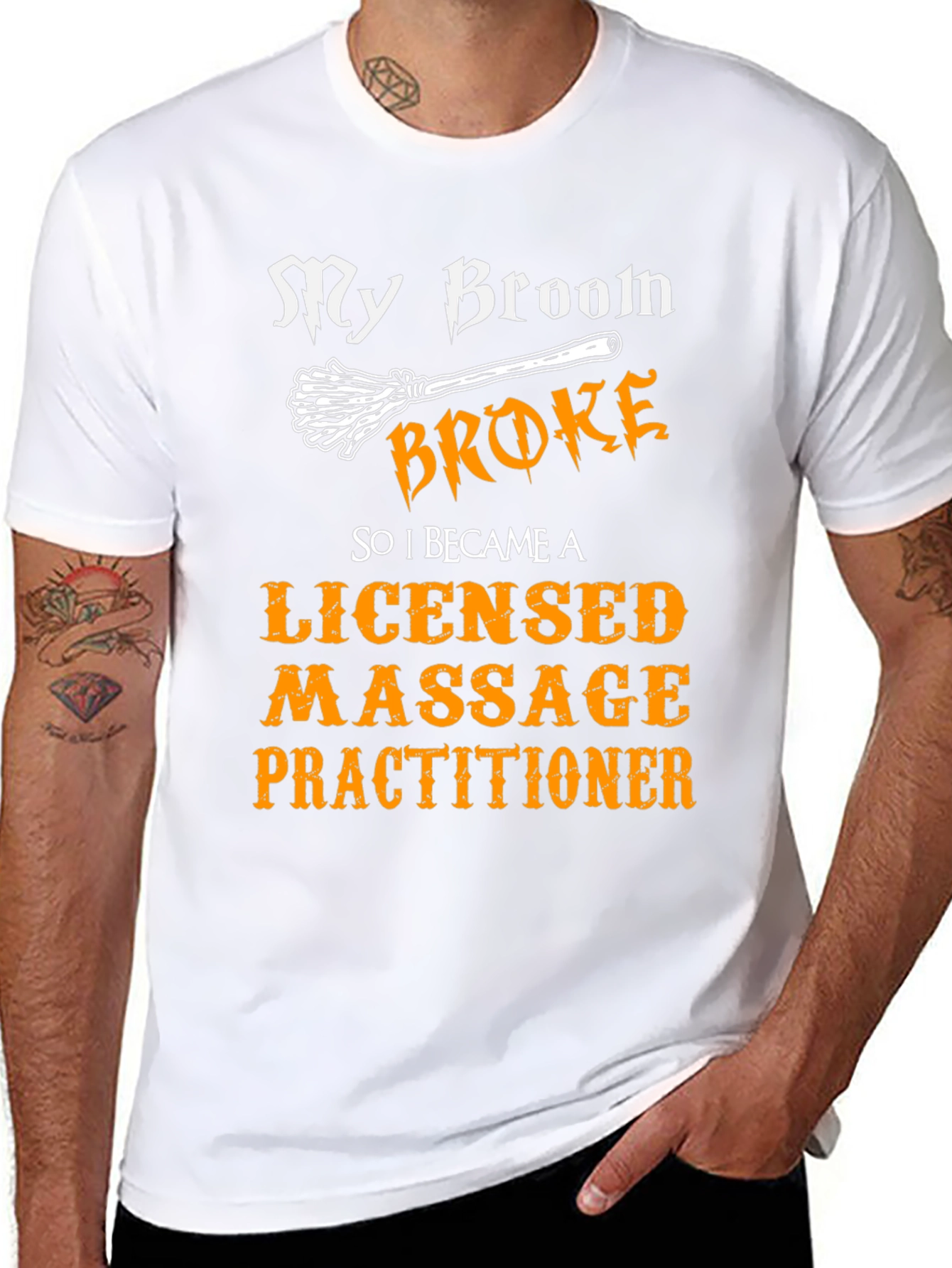 Broom Broke Massage Practitioner Graphic Tee