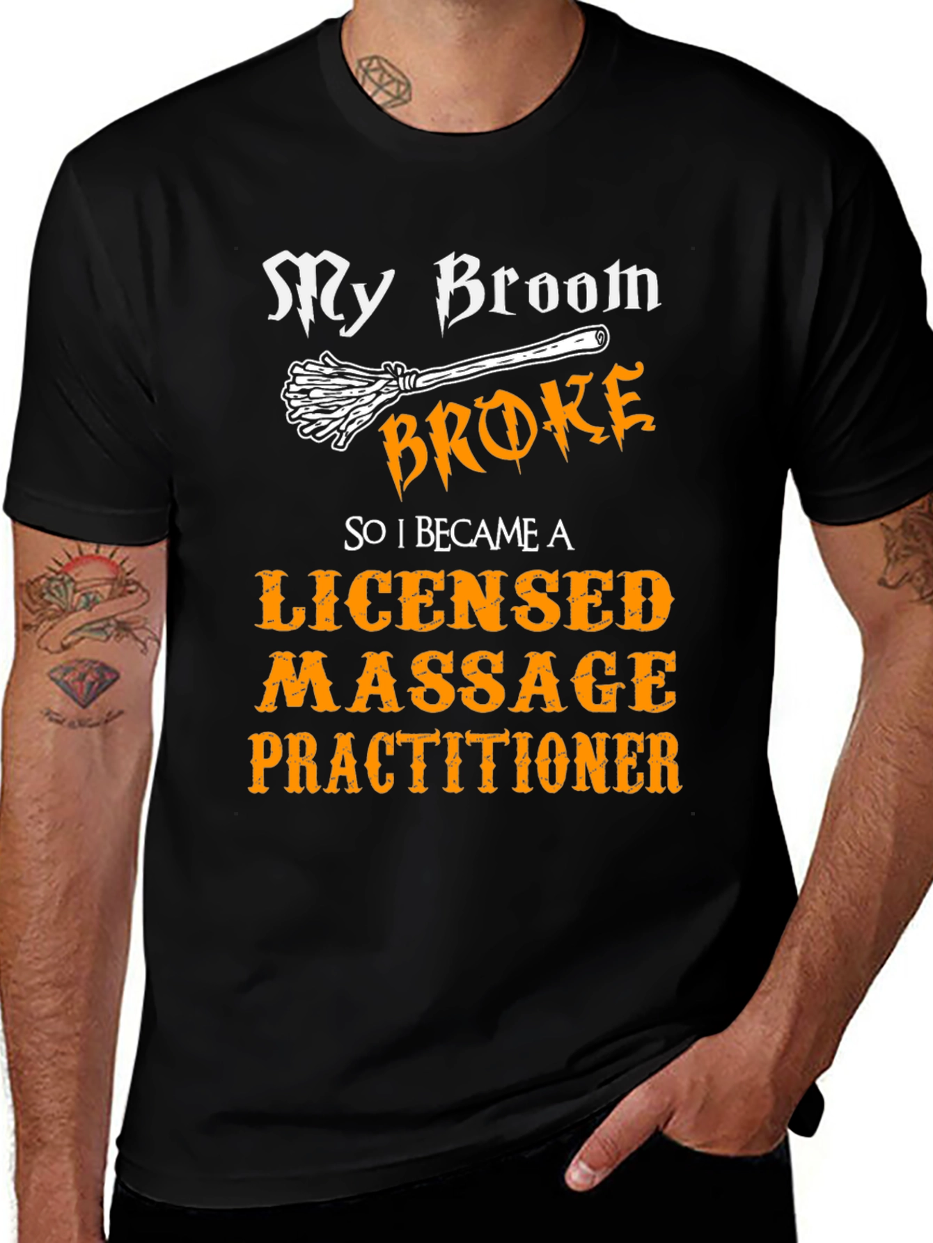 Broom Broke Massage Practitioner Graphic Tee