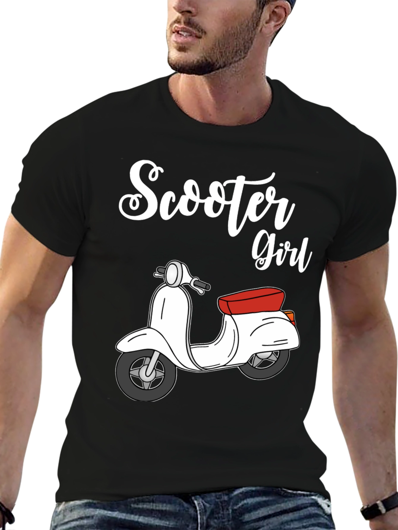Scooter Girl Black T-Shirt - Retro Style