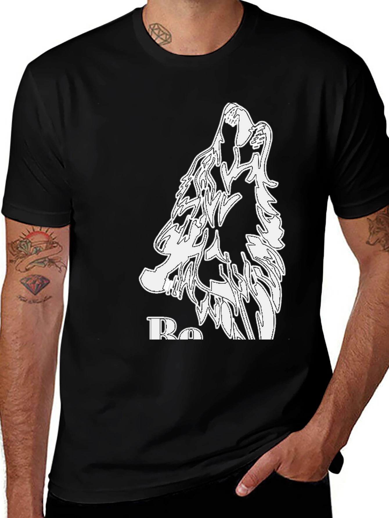 Wolf Howl Graphic Black T-Shirt