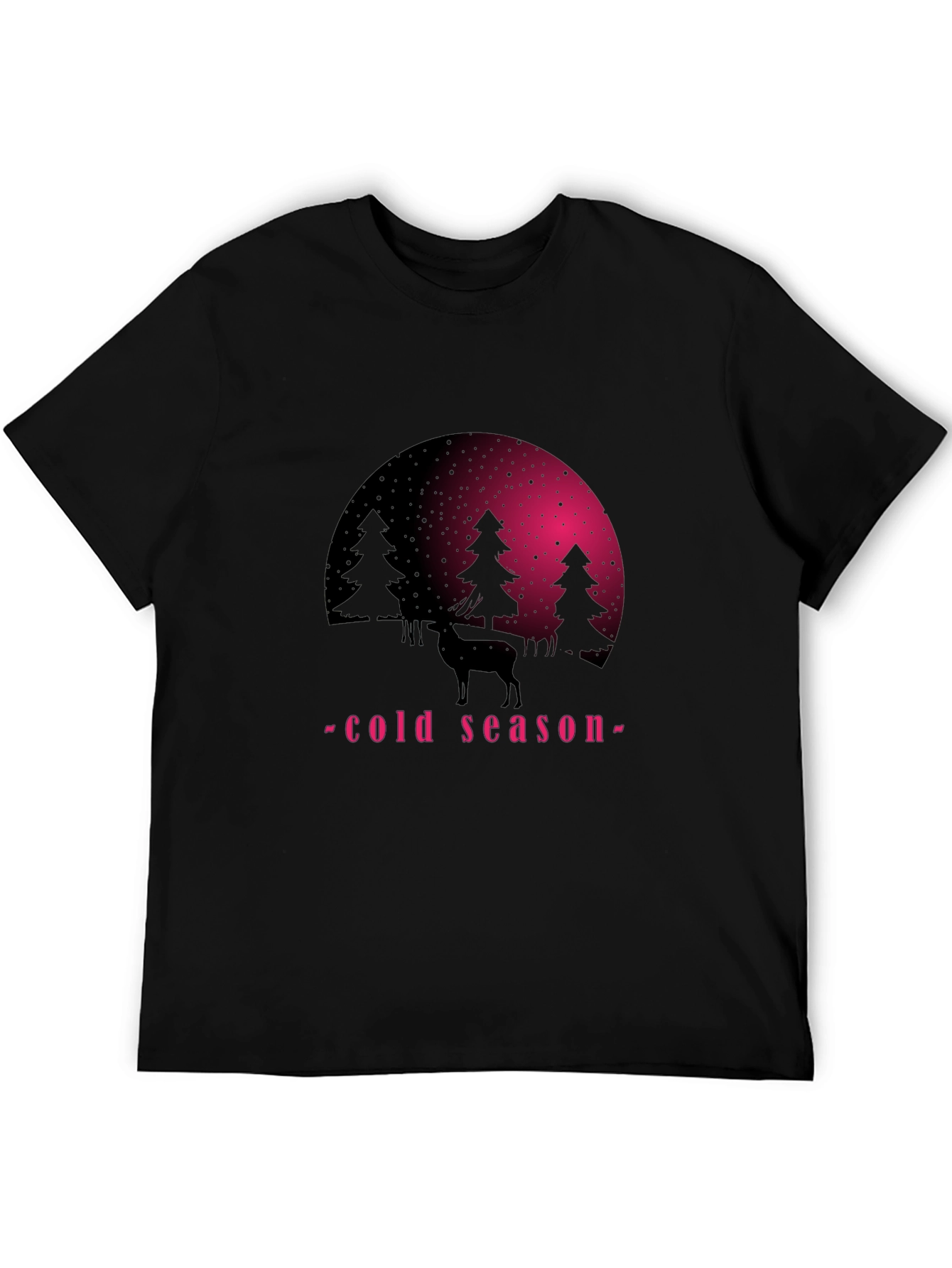 Winter Scene Graphic Tee - Cold Season Deer Shirt
