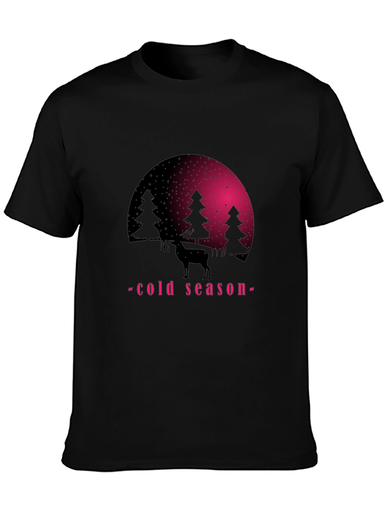 Winter Scene Graphic Tee - Cold Season Deer Shirt