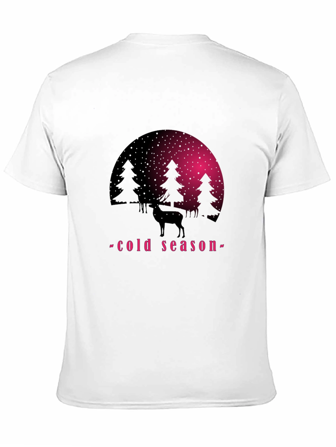 Winter Scene Graphic Tee - Cold Season Deer Shirt