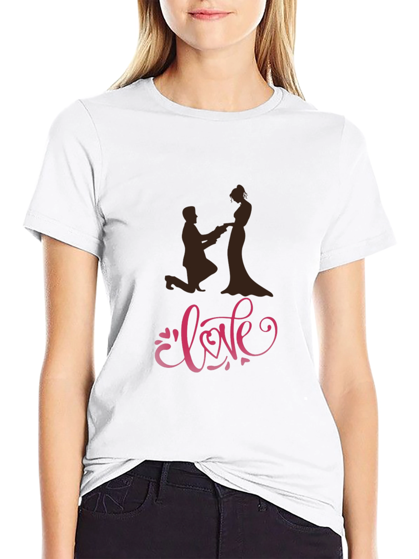 Love Proposal Graphic T-Shirt - Black