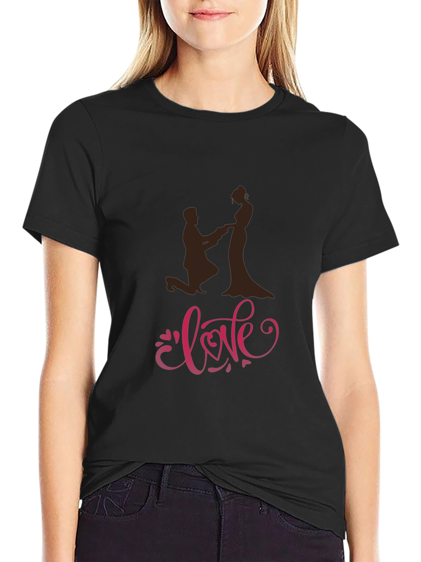 Love Proposal Graphic T-Shirt - Black