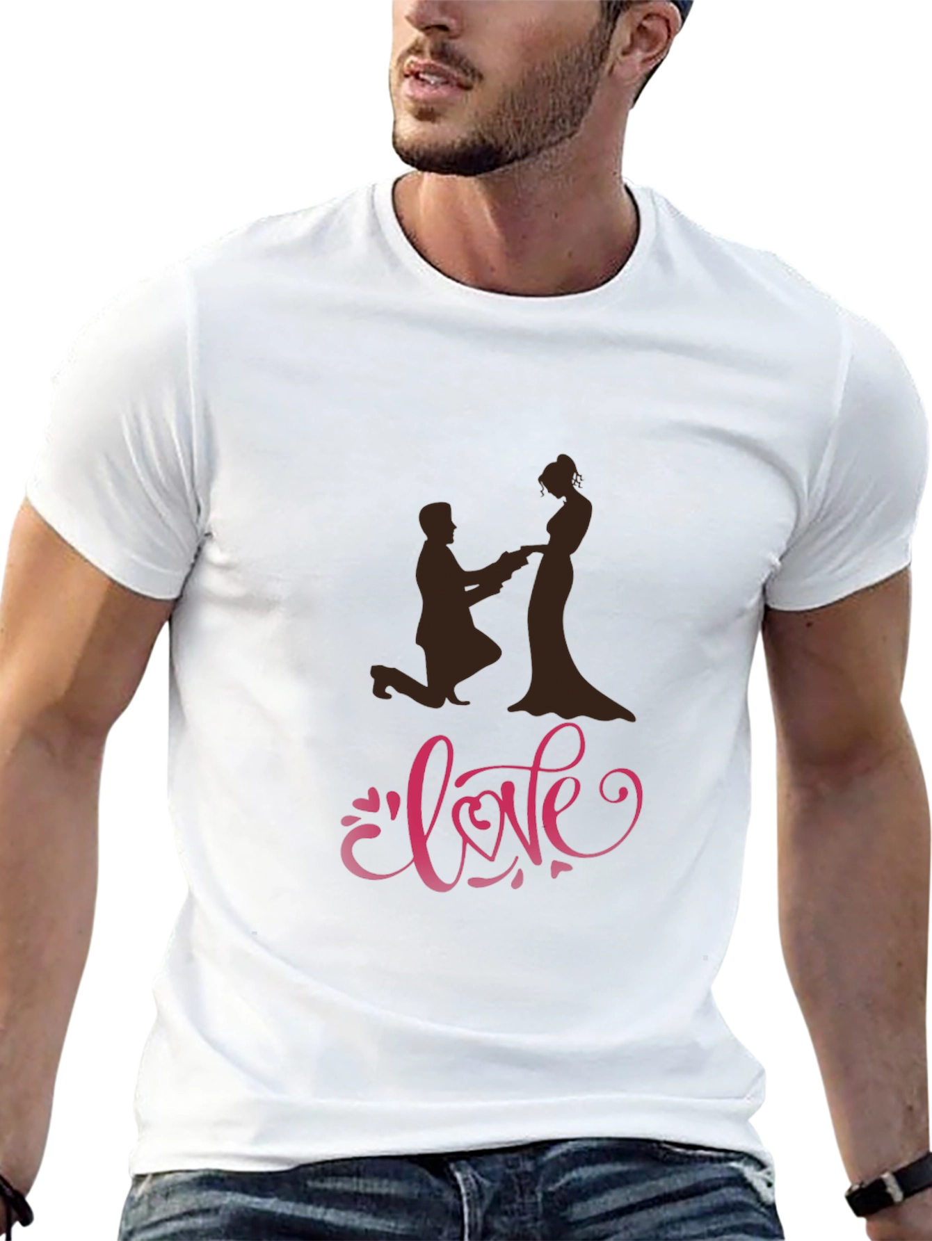 Love Proposal Graphic T-Shirt - Black