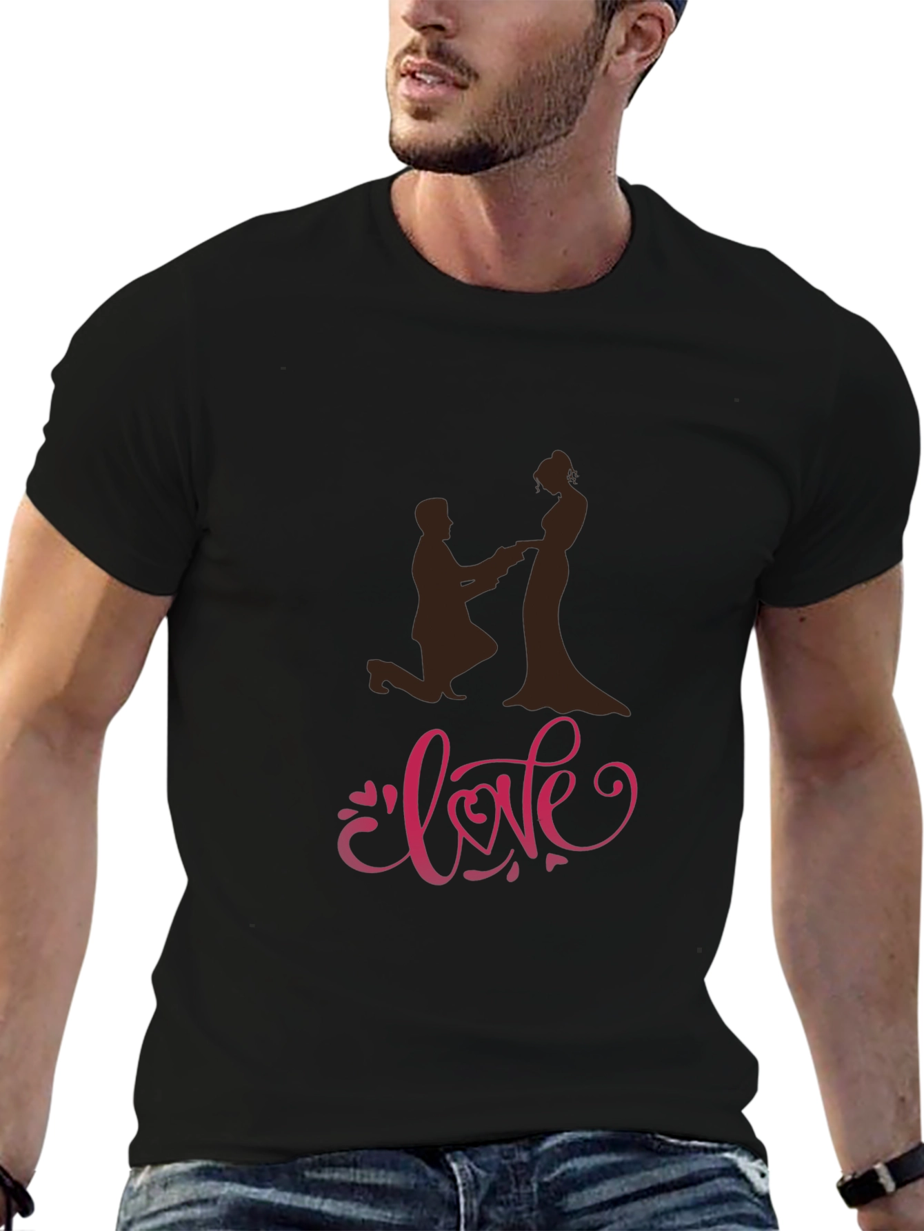 Love Proposal Graphic T-Shirt - Black