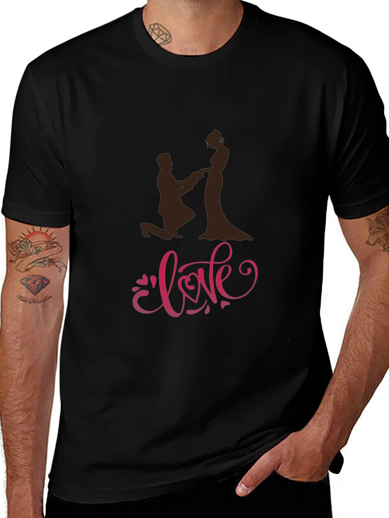 Love Proposal Graphic T-Shirt - Black