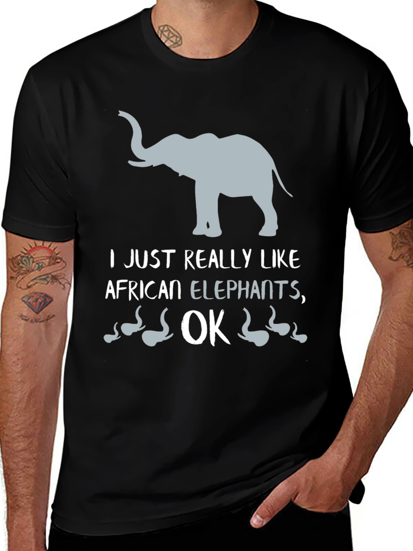 African Elephant Lover Black T-Shirt