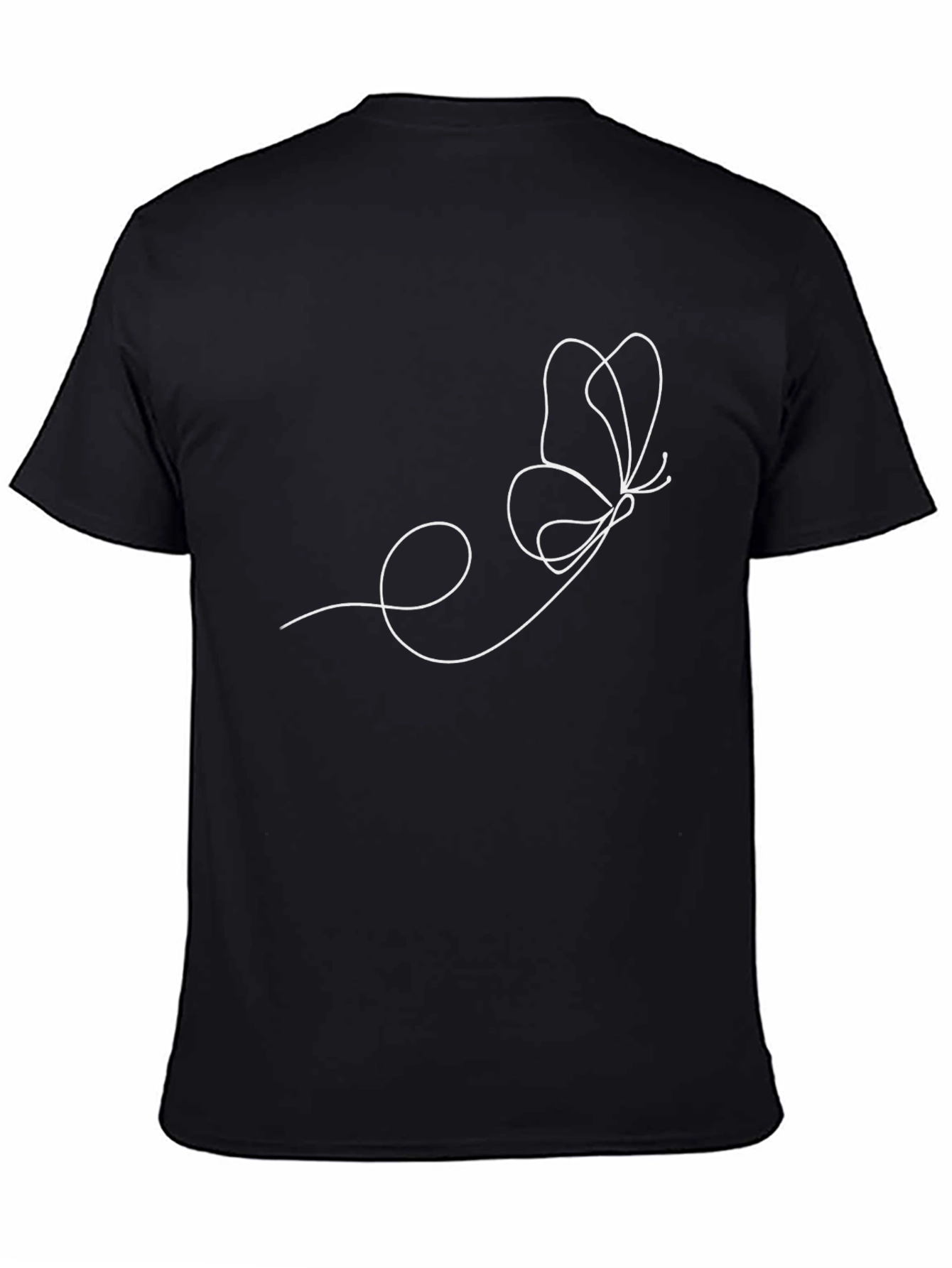 Butterfly Line Art Black T-Shirt