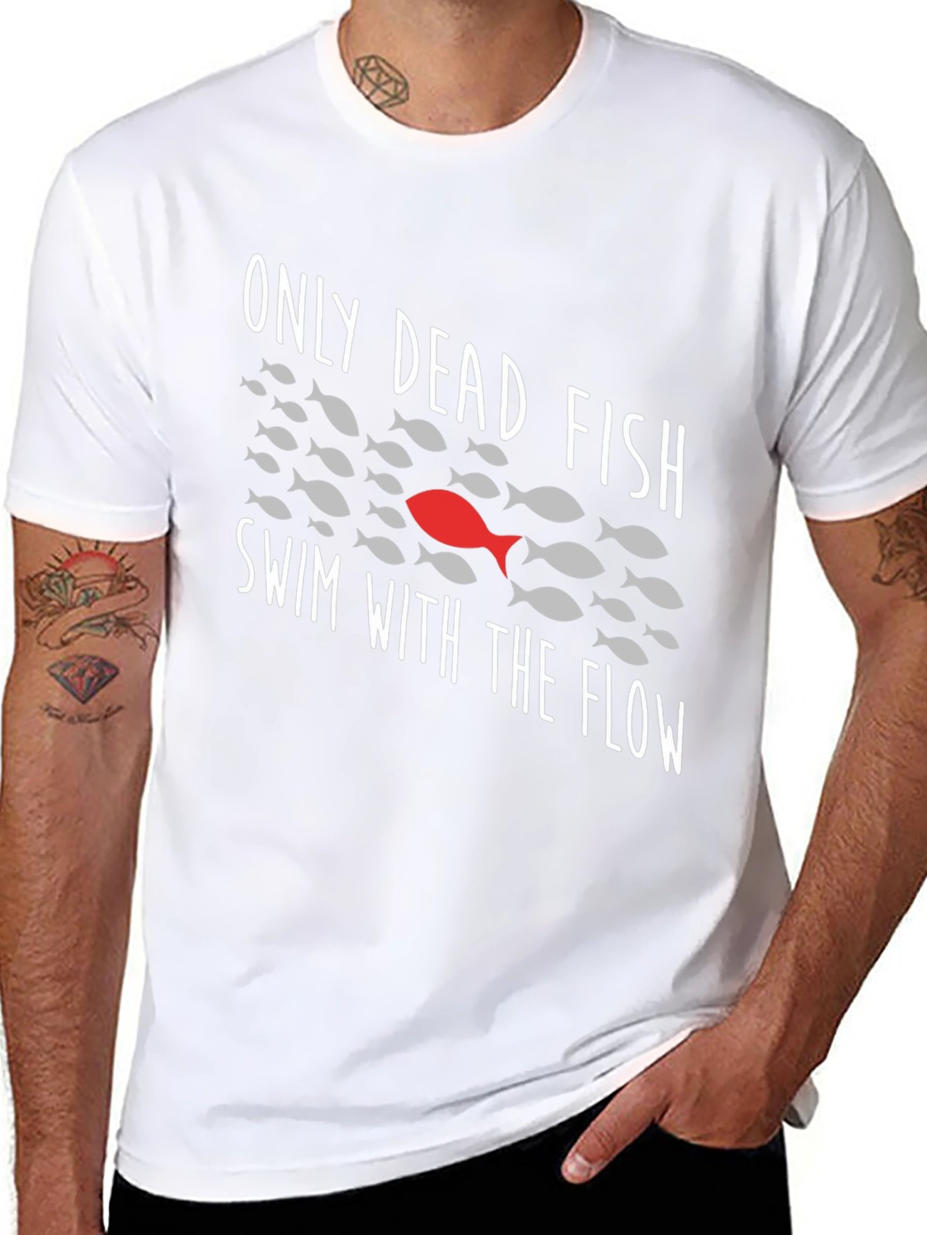 Only Dead Fish Swim With The Flow Graphic Tee