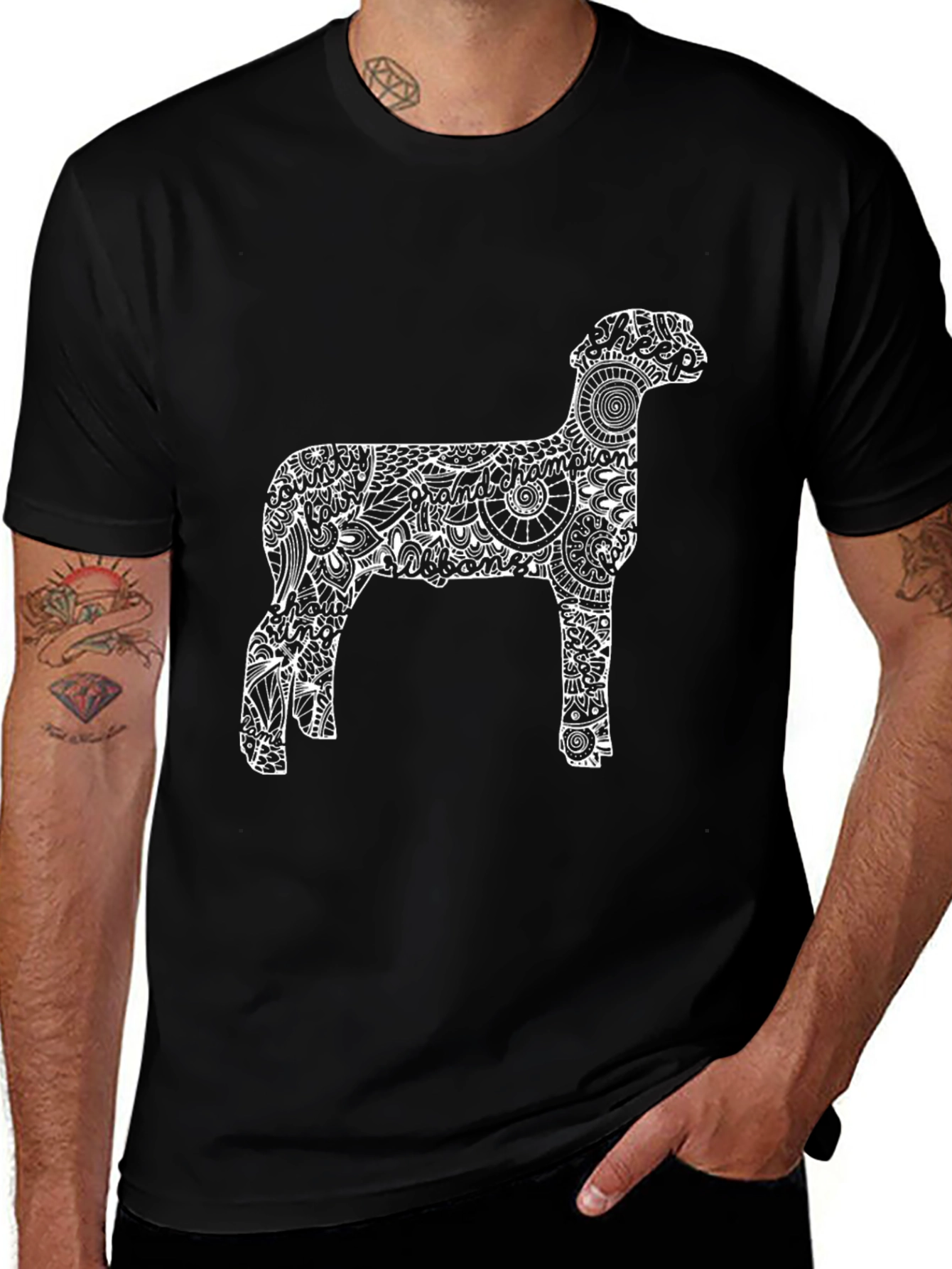 Unique Sheep Graphic Tee - Stylish Mens Black T-Shirt