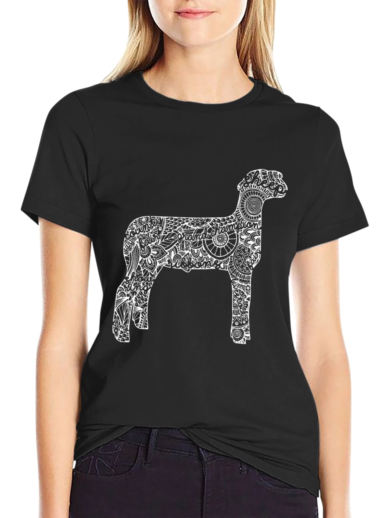 Unique Sheep Graphic Tee - Stylish Mens Black T-Shirt