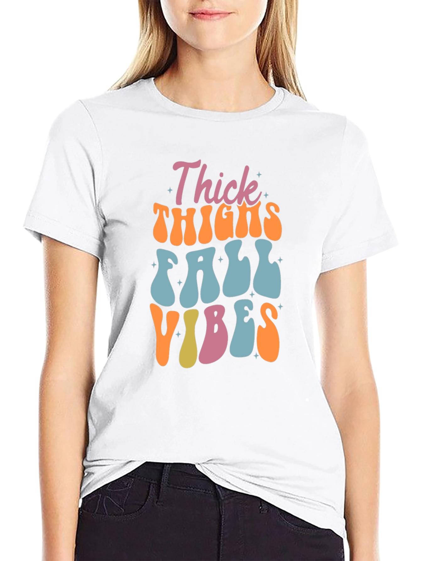 Thick Thighs Fall Vibes Black Graphic Tee