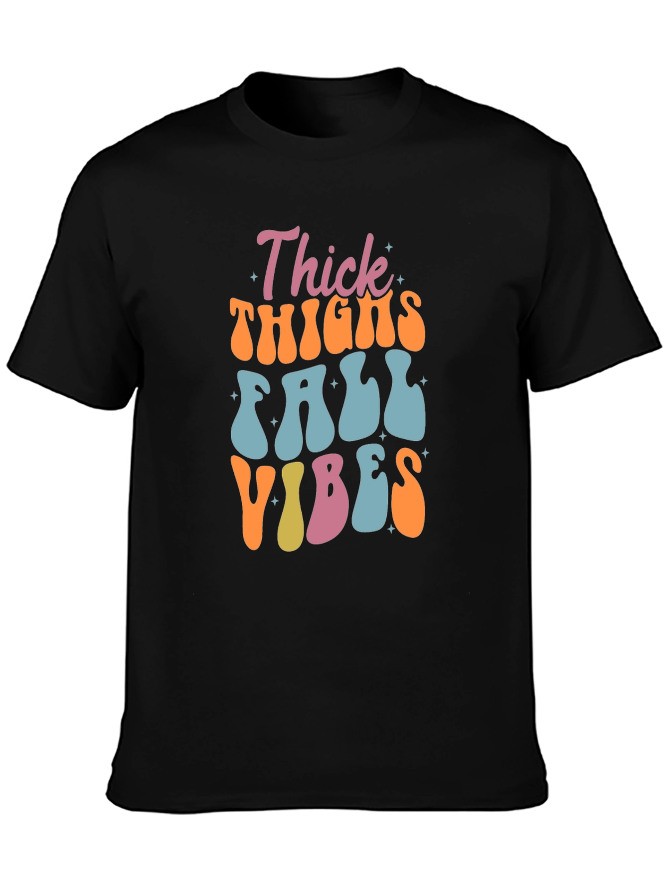 Thick Thighs Fall Vibes Black Graphic Tee