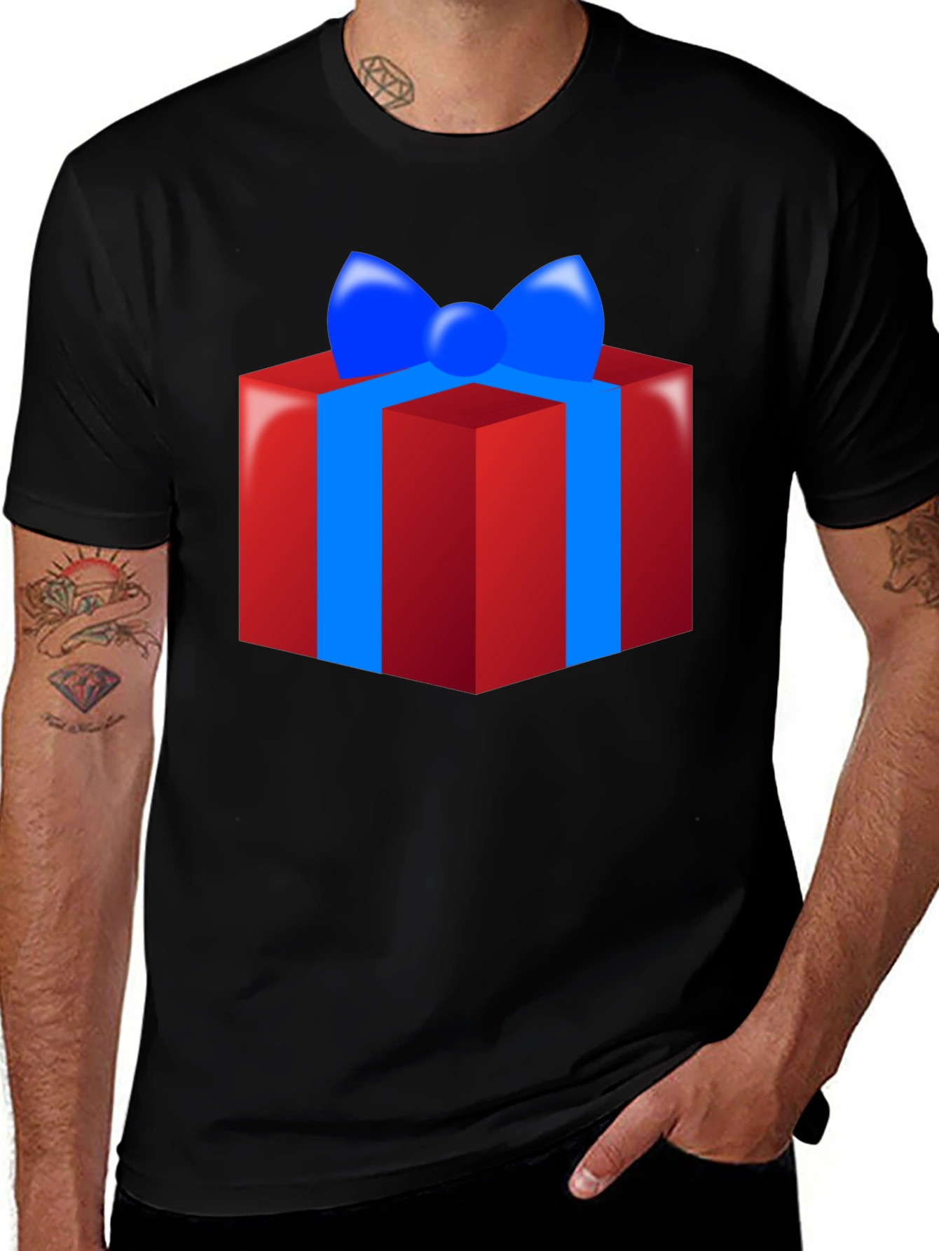 Festive Gift Graphic Black T-Shirt