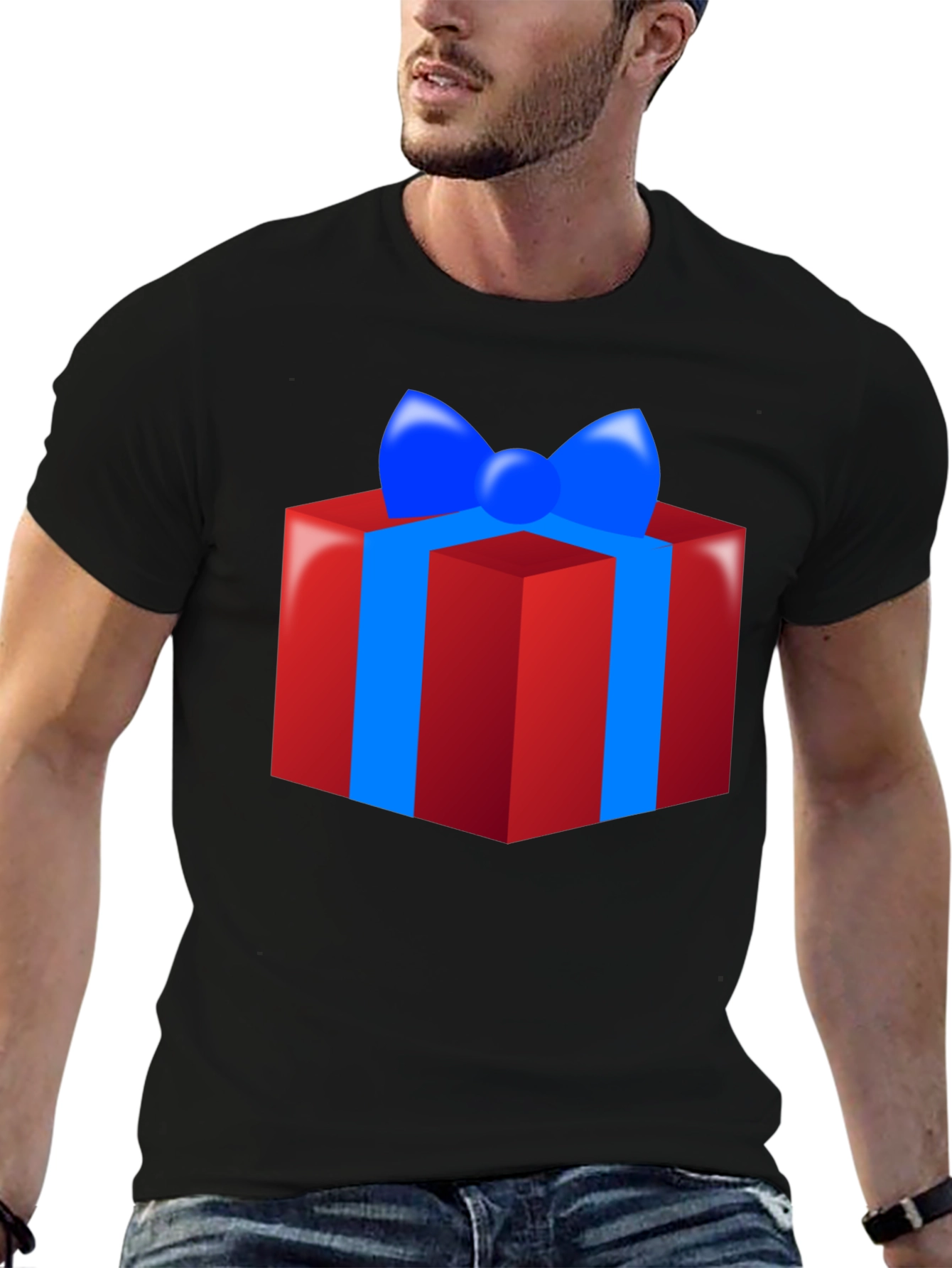 Festive Gift Graphic Black T-Shirt