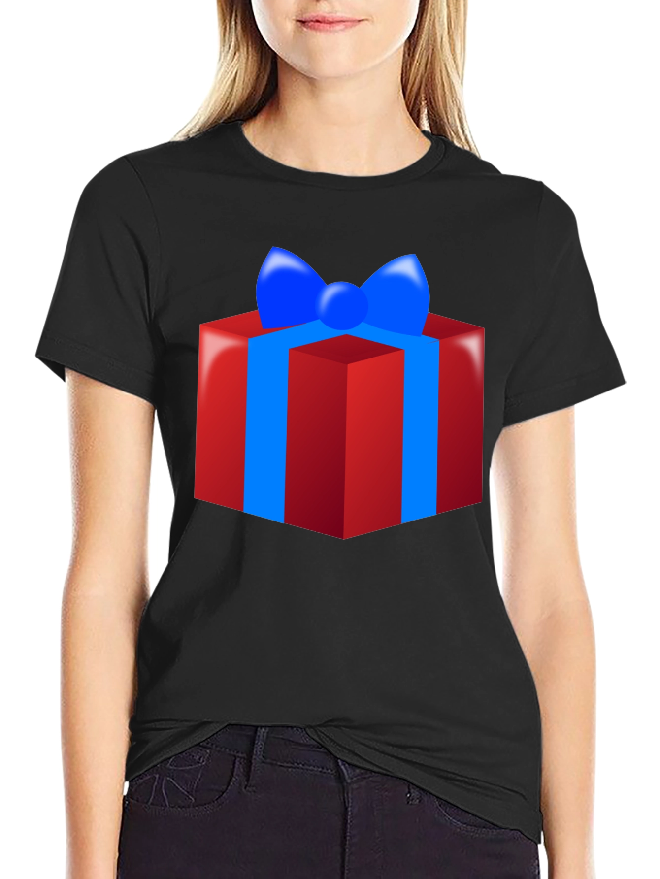 Festive Gift Graphic Black T-Shirt
