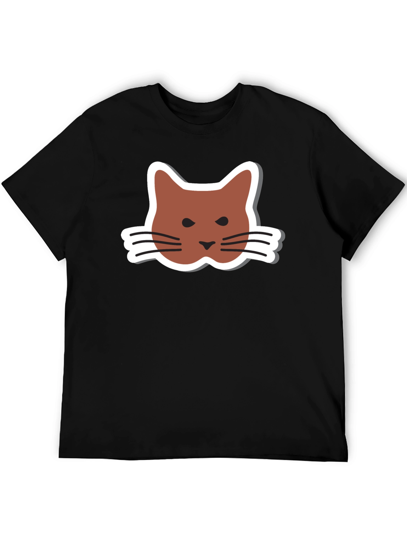 Cat Face Graphic Black T-Shirt