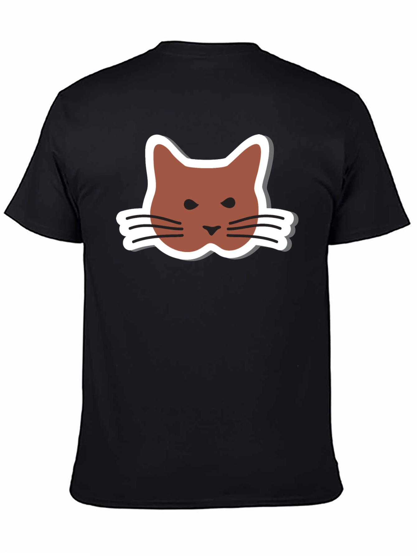 Cat Face Graphic Black T-Shirt