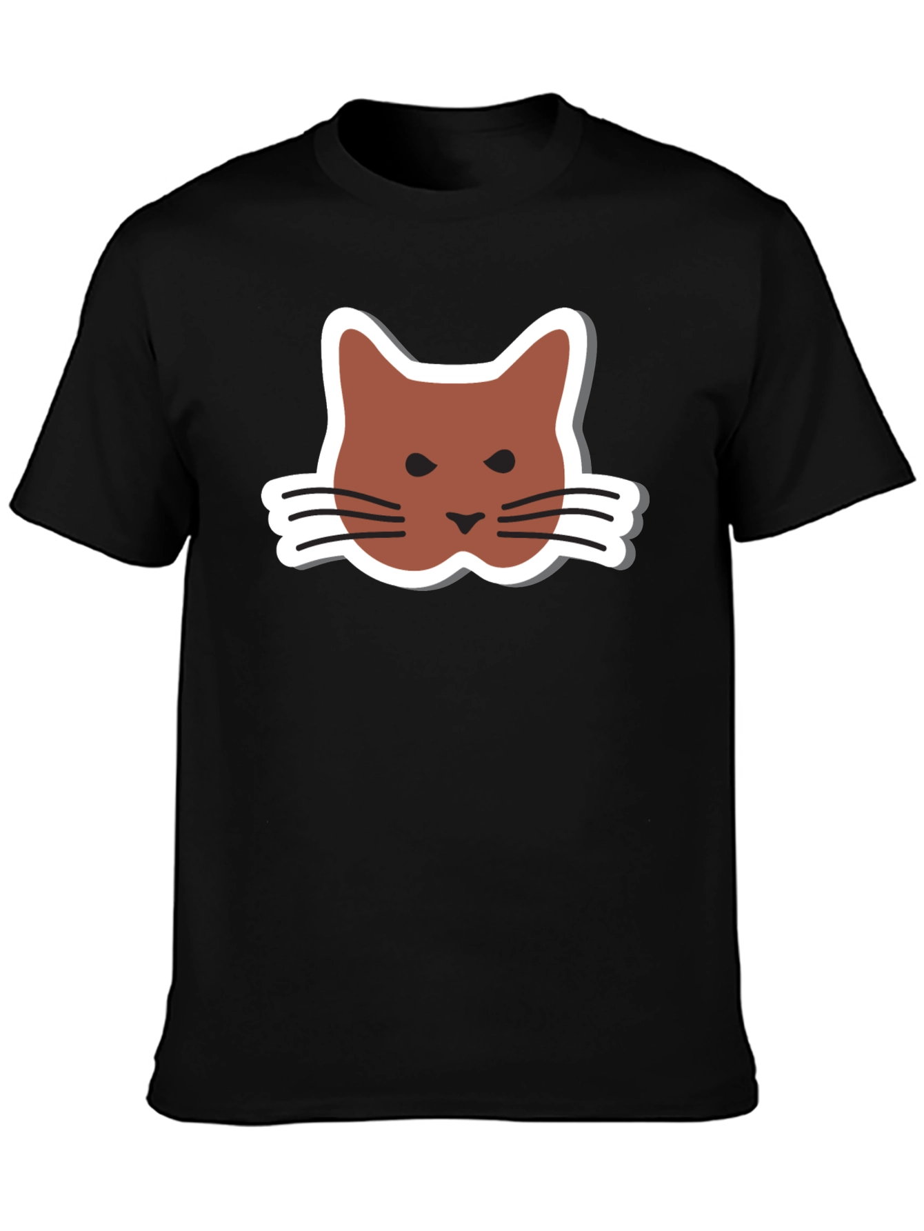 Cat Face Graphic Black T-Shirt